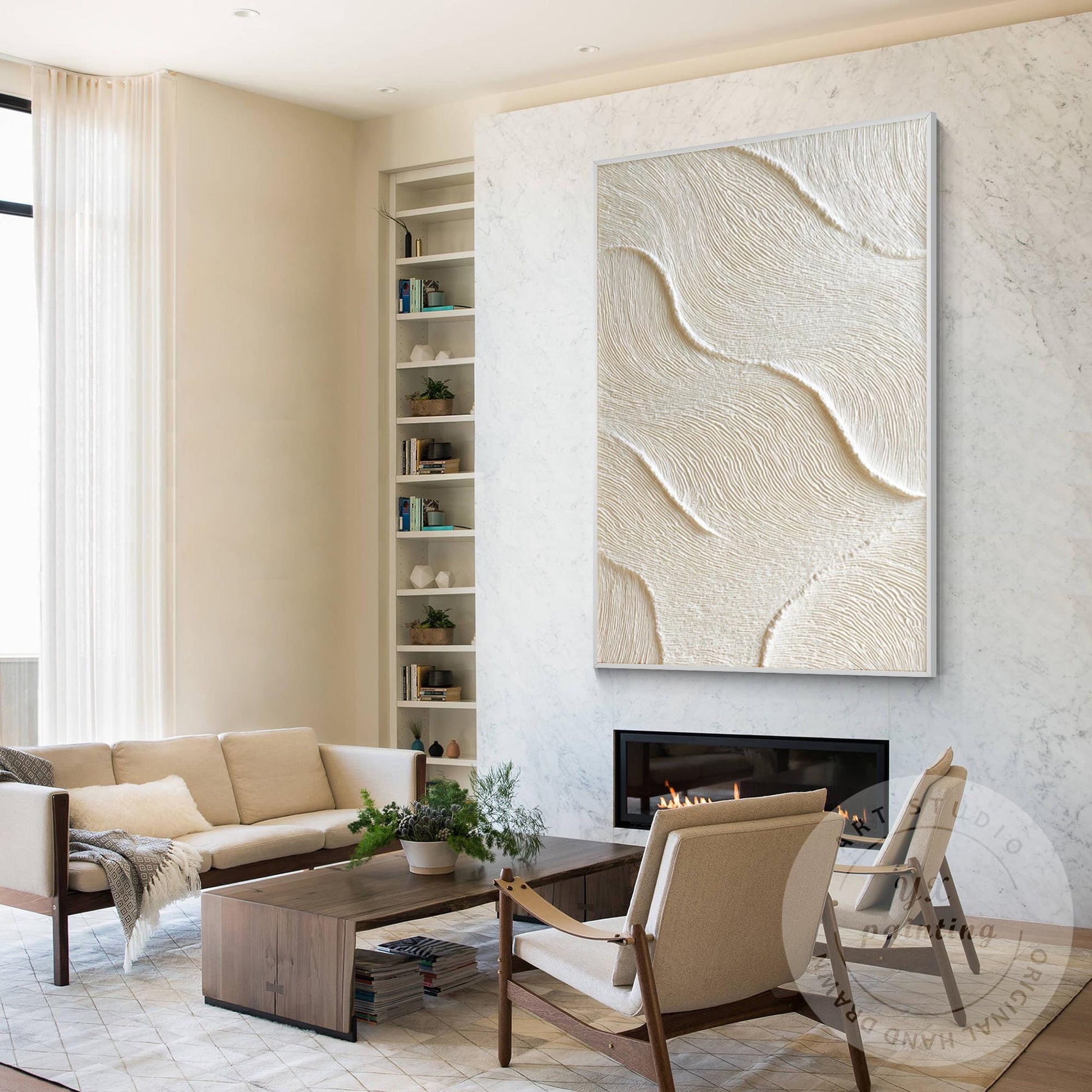 Beige Abstract Texture Painting, Sand Wave Relief Wall Art, Neutral Minimalist C #2