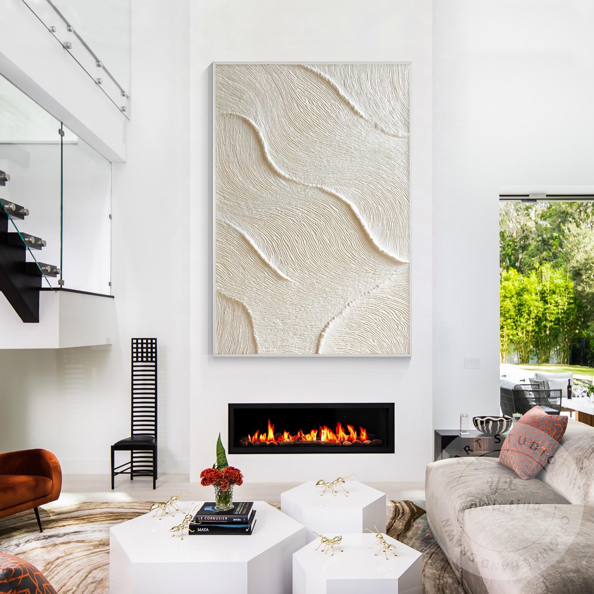Beige Abstract Texture Painting, Sand Wave Relief Wall Art, Neutral Minimalist C #5