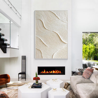 Beige Abstract Texture Painting, Sand Wave Relief Wall Art, Neutral Minimalist C #5