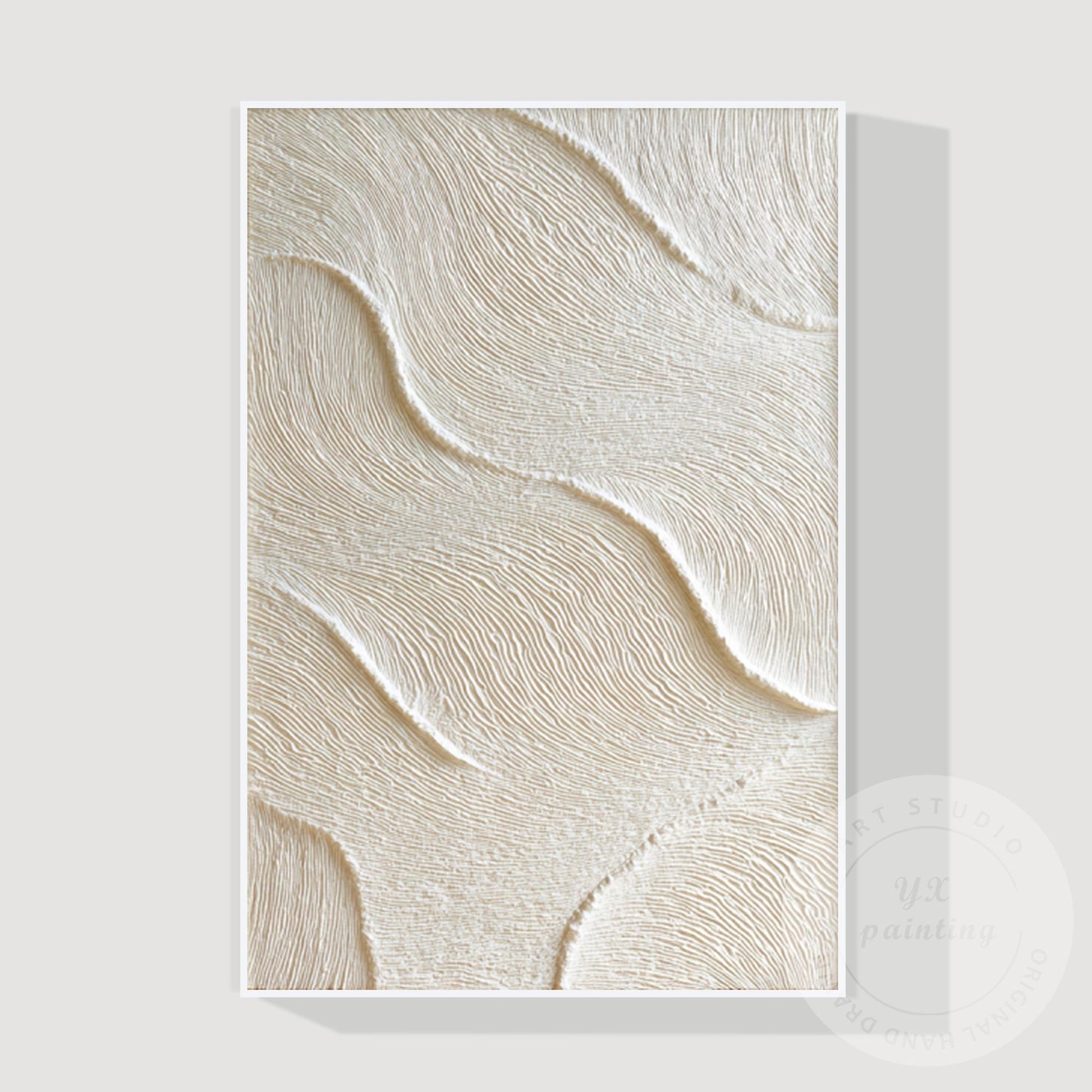 Beige Abstract Texture Painting, Sand Wave Relief Wall Art, Neutral Minimalist C #7