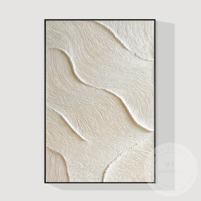Beige Abstract Texture Painting, Sand Wave Relief Wall Art, Neutral Minimalist C #8