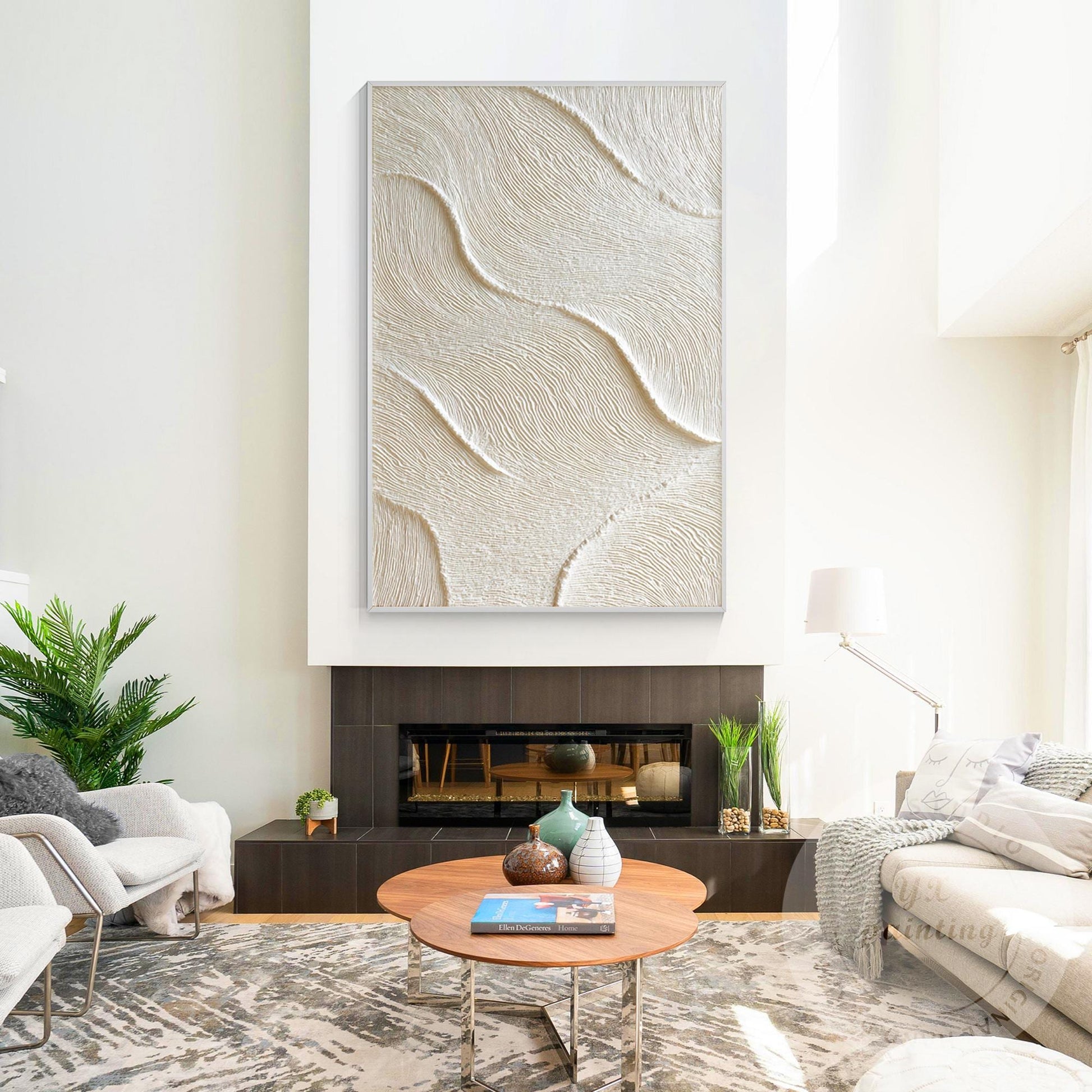 Beige Abstract Texture Painting, Sand Wave Relief Wall Art, Neutral Minimalist C #1
