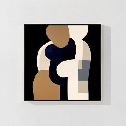 Beige Black Brown Geometric Painting Original Painting On Canvas, Square Wall Ar #9