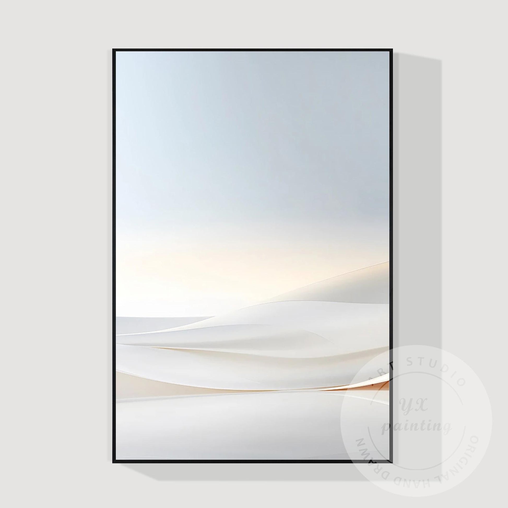 Beige Dawn Abstract Landscape Painting, Large Vertical Minimalist Canvas, Serene #7
