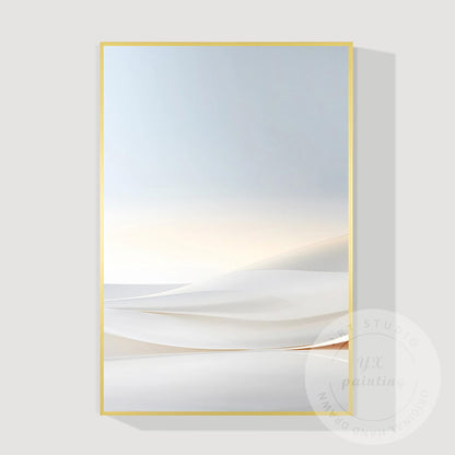 Beige Dawn Abstract Landscape Painting, Large Vertical Minimalist Canvas, Serene #9