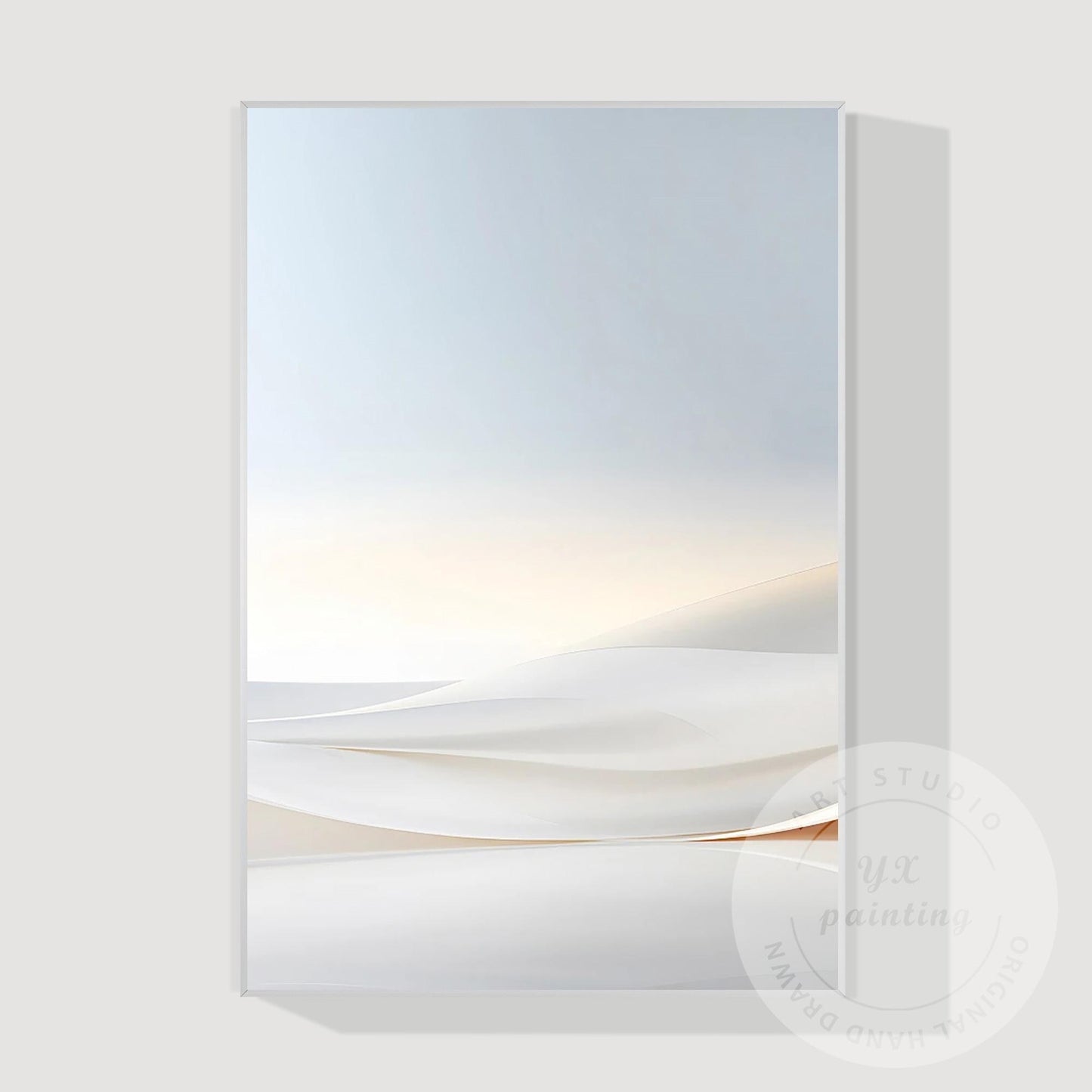 Beige Dawn Abstract Landscape Painting, Large Vertical Minimalist Canvas, Serene #10