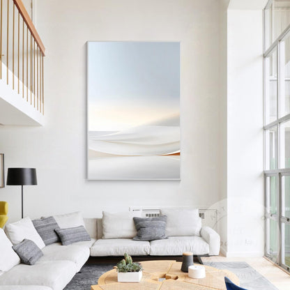 Beige Dawn Abstract Landscape Painting, Large Vertical Minimalist Canvas, Serene #1
