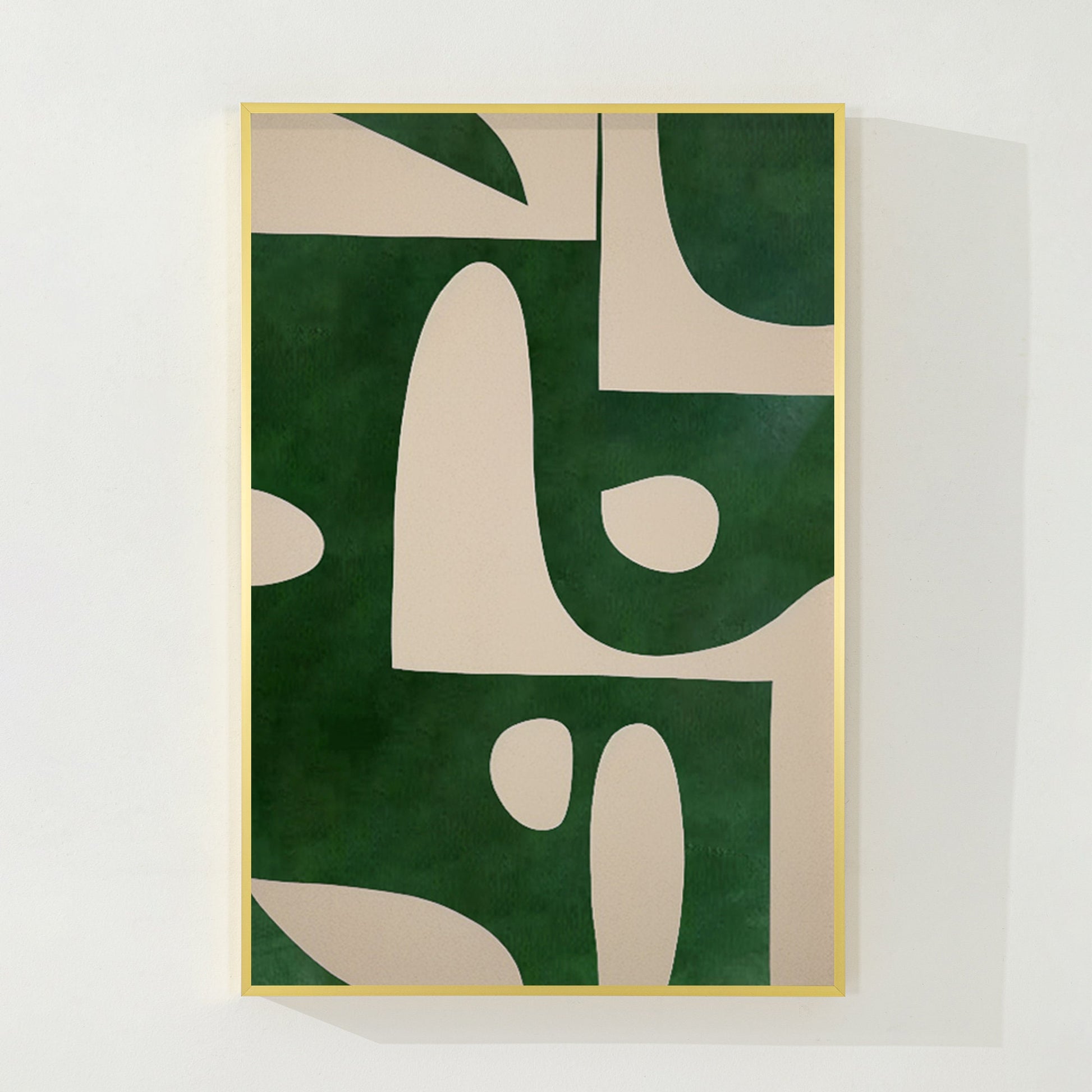 Beige Emerald Green Vertical Abstract Art Painting On Canvas, Minimalist Wall Ar #7