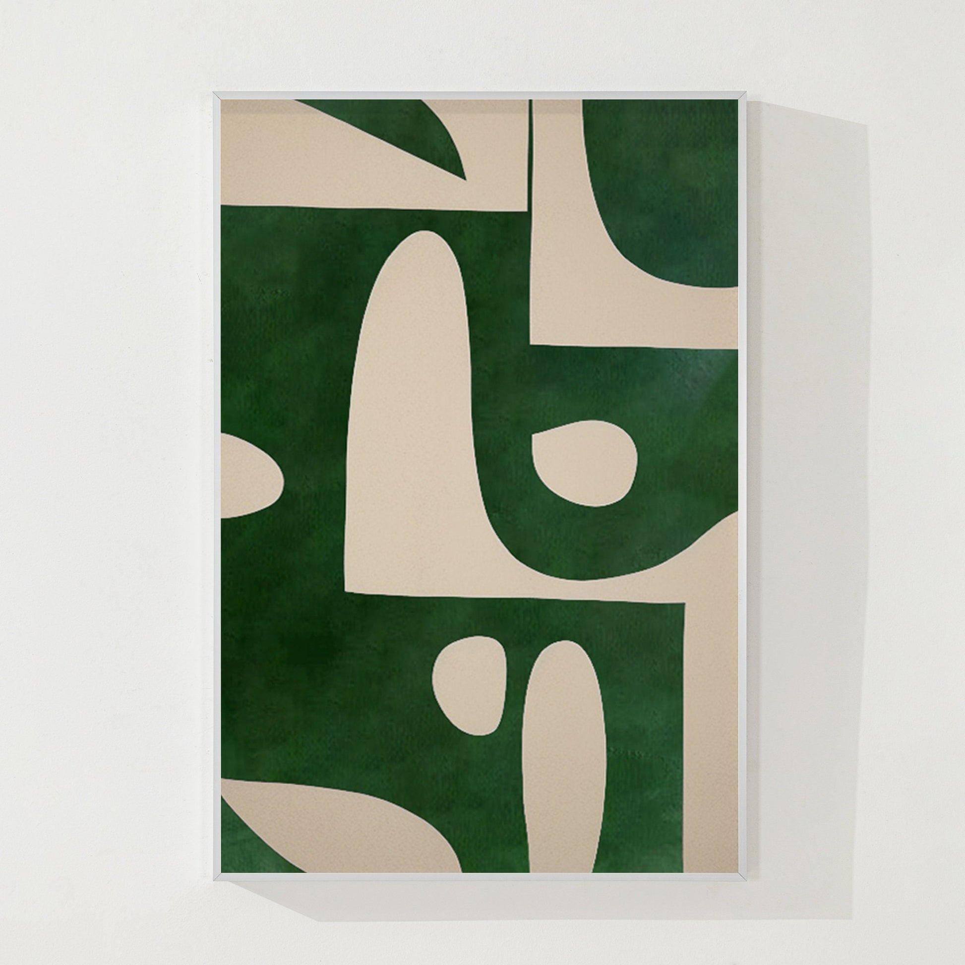Beige Emerald Green Vertical Abstract Art Painting On Canvas, Minimalist Wall Ar #8