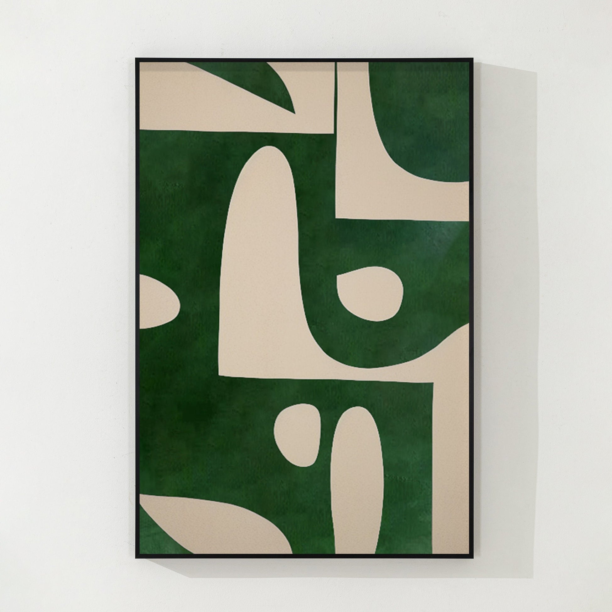 Beige Emerald Green Vertical Abstract Art Painting On Canvas, Minimalist Wall Ar #9