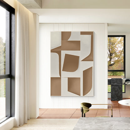 Beige Gray Abstract Painting On Canvas, Minimalist Painting Wall Art Vertical Ab #2