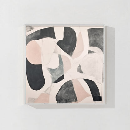 Beige Gray Geometric Painting: Extra Large Abstract Framed Canvas Art #8