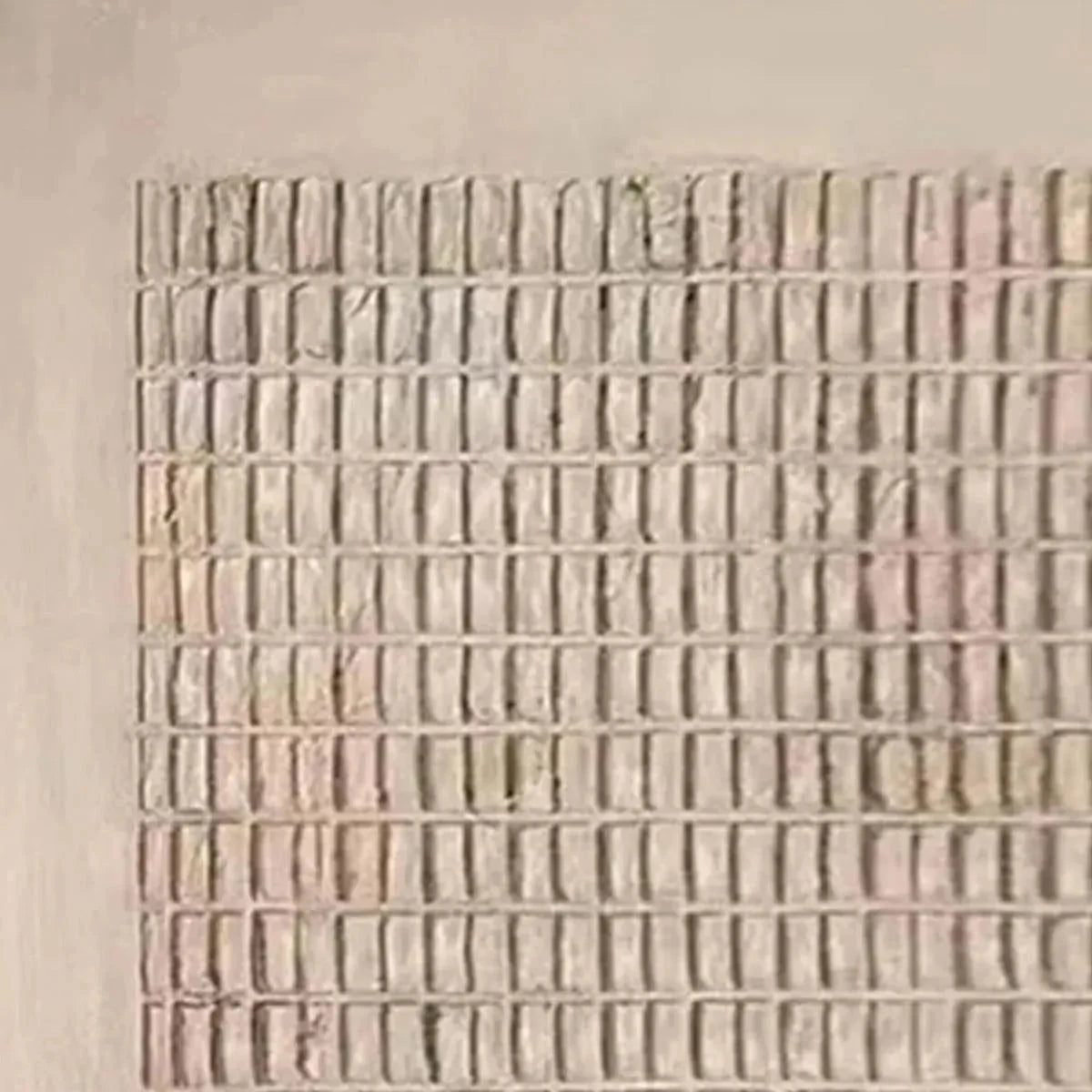 BEIGE GRID: Minimalist Textured Painting in Beige | rectangular format, hand-painted canvas edge