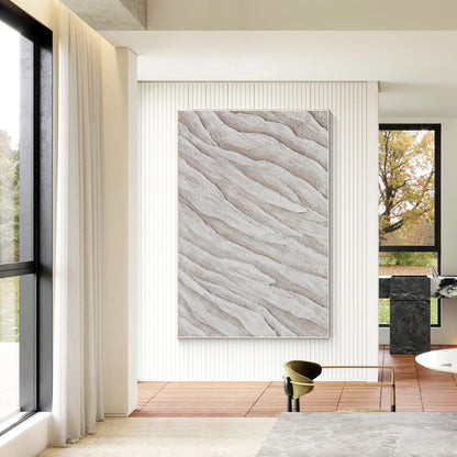 Beige Minimalist Painting on Canvas, 3D Textured Cream Beige Minimalist Wall Art #2