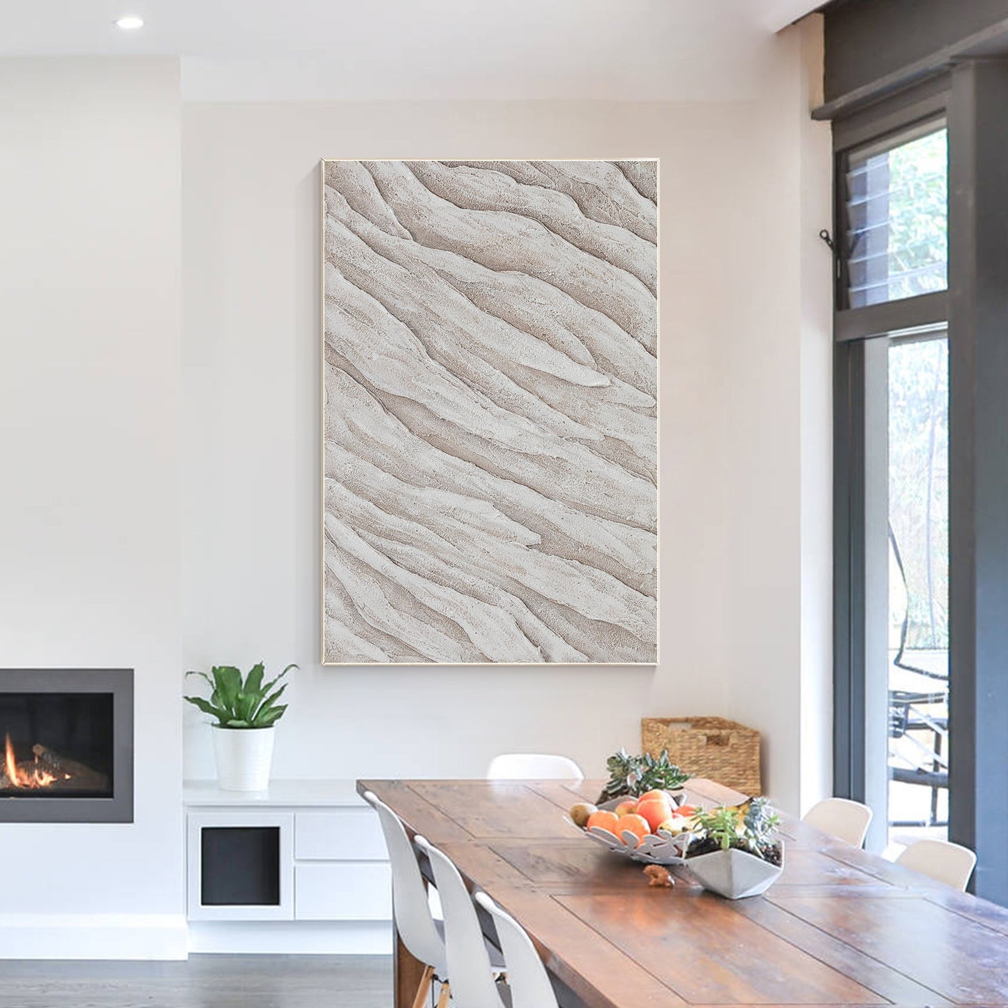 Beige Minimalist Painting on Canvas, 3D Textured Cream Beige Minimalist Wall Art #5