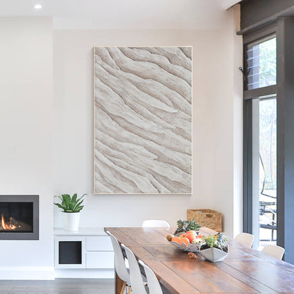 Beige Minimalist Painting on Canvas, 3D Textured Cream Beige Minimalist Wall Art #5