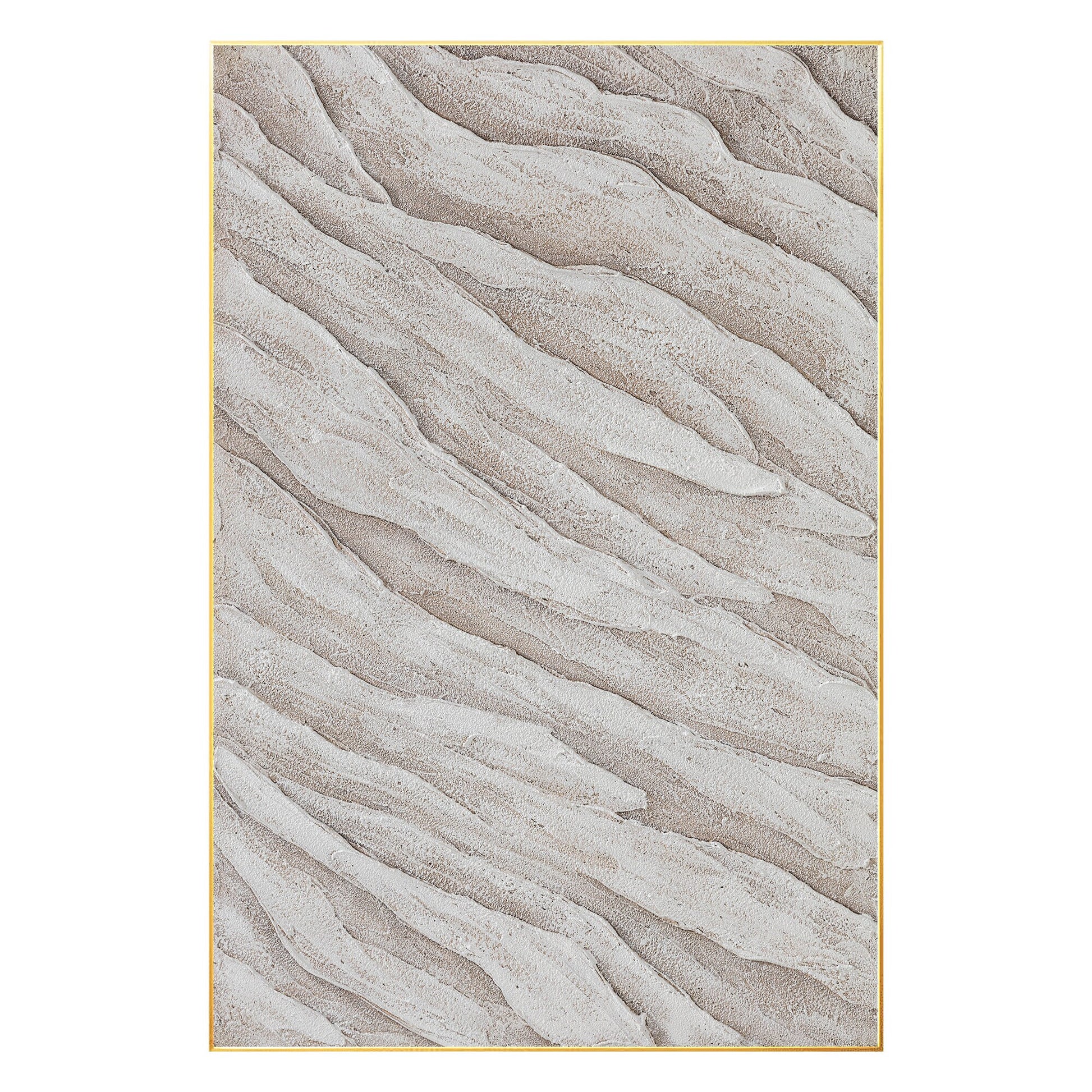 Beige Minimalist Painting on Canvas, 3D Textured Cream Beige Minimalist Wall Art #8