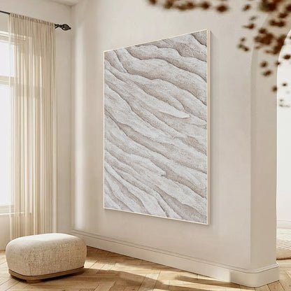 Beige Minimalist Painting on Canvas, 3D Textured Cream Beige Minimalist Wall Art #1