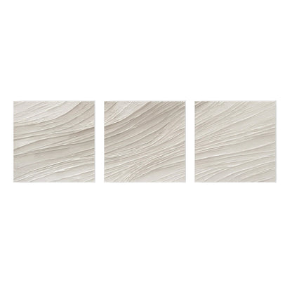Beige Minimalist Painting Triptych Wall Art: White Textured Acrylic Canvas Art #8
