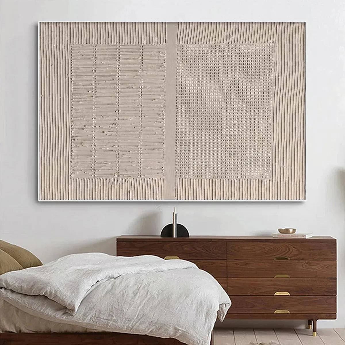 BEIGE TEXTURE DIPTYCH: Textured Abstract Painting | minimalist textured closeup, raised brushwork detail