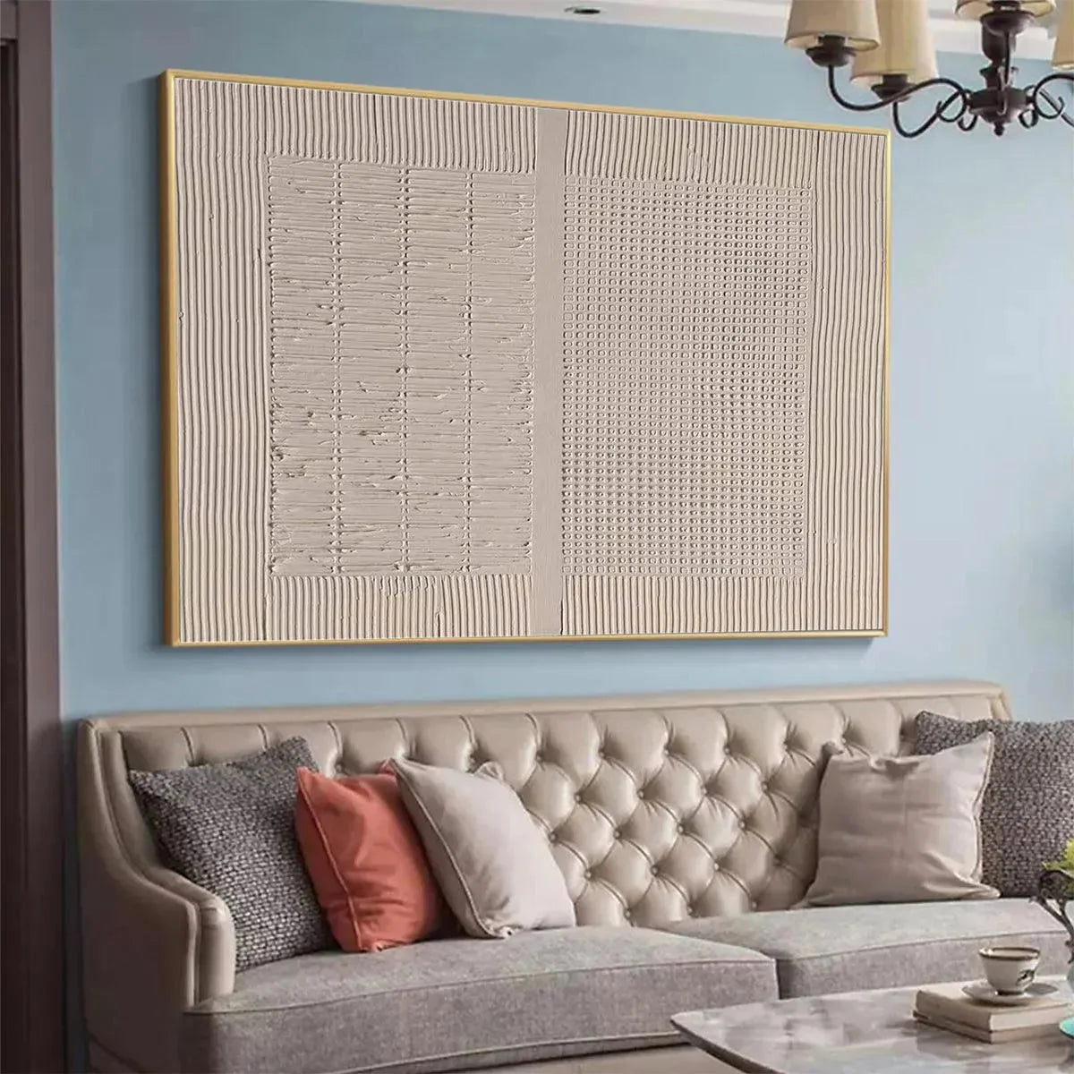 BEIGE TEXTURE DIPTYCH: Textured Abstract Painting | rolled canvas, ready for custom framing