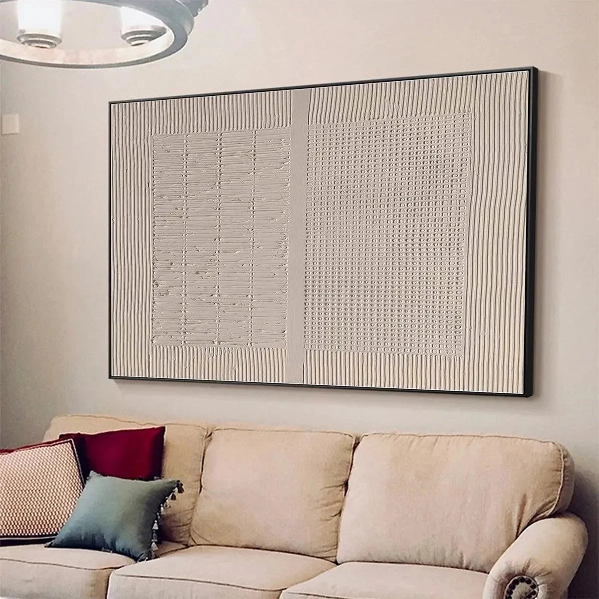 BEIGE TEXTURE DIPTYCH: Textured Abstract Painting | minimalist textured mood, soft natural light studio shot
