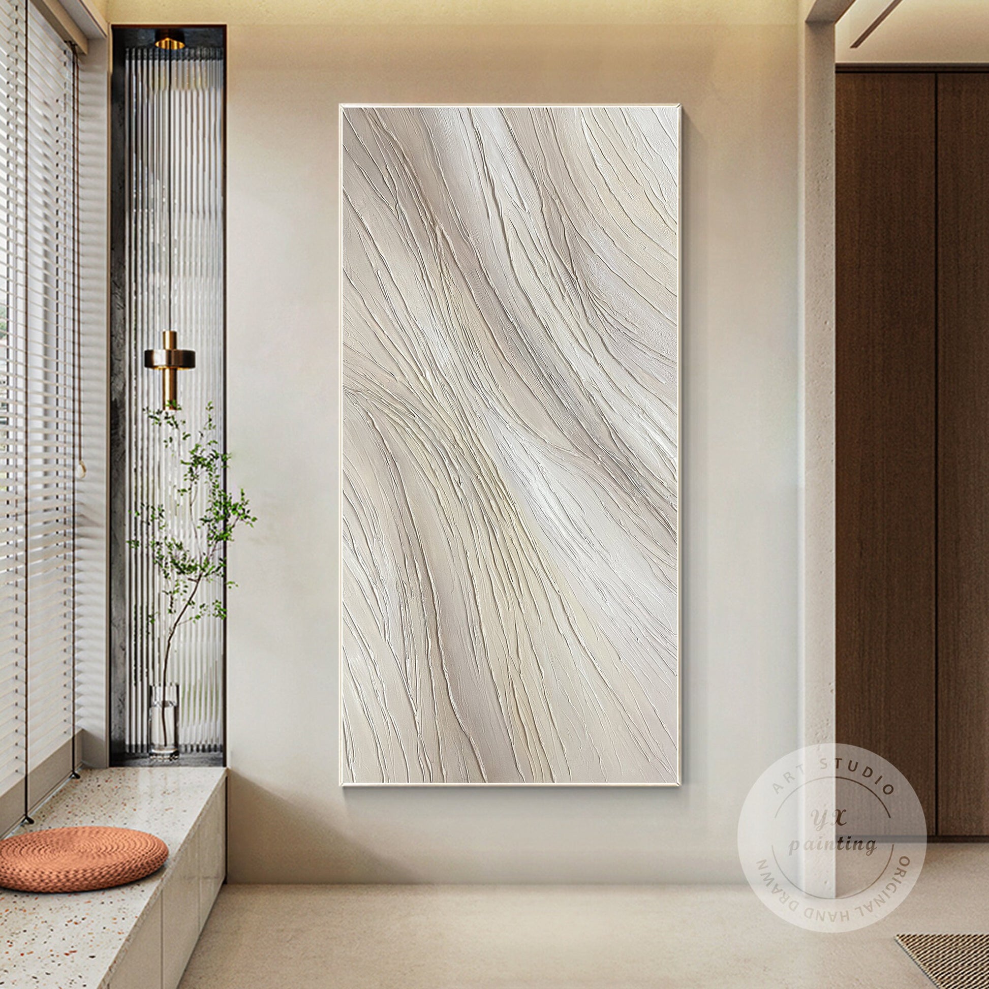 Beige Textured Painting On Canvas: Extra Large Minimalist Wabi Sabi Wall Art #2
