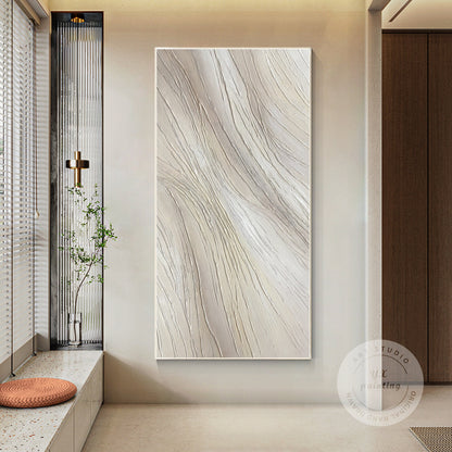 Beige Textured Painting On Canvas: Extra Large Minimalist Wabi Sabi Wall Art #2