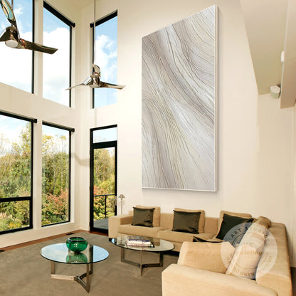 Beige Textured Painting On Canvas: Extra Large Minimalist Wabi Sabi Wall Art #3