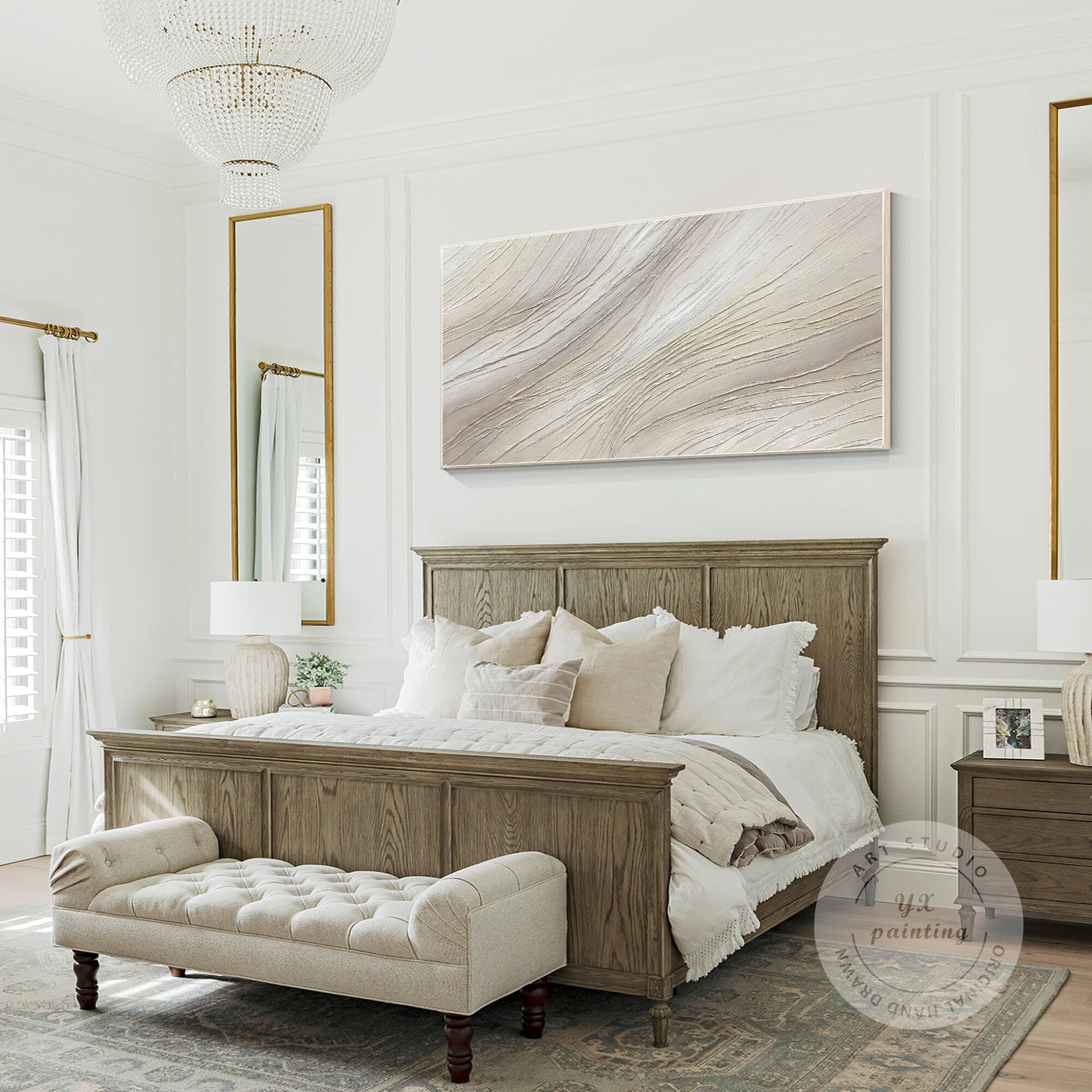 Beige Textured Painting On Canvas: Extra Large Minimalist Wabi Sabi Wall Art #5