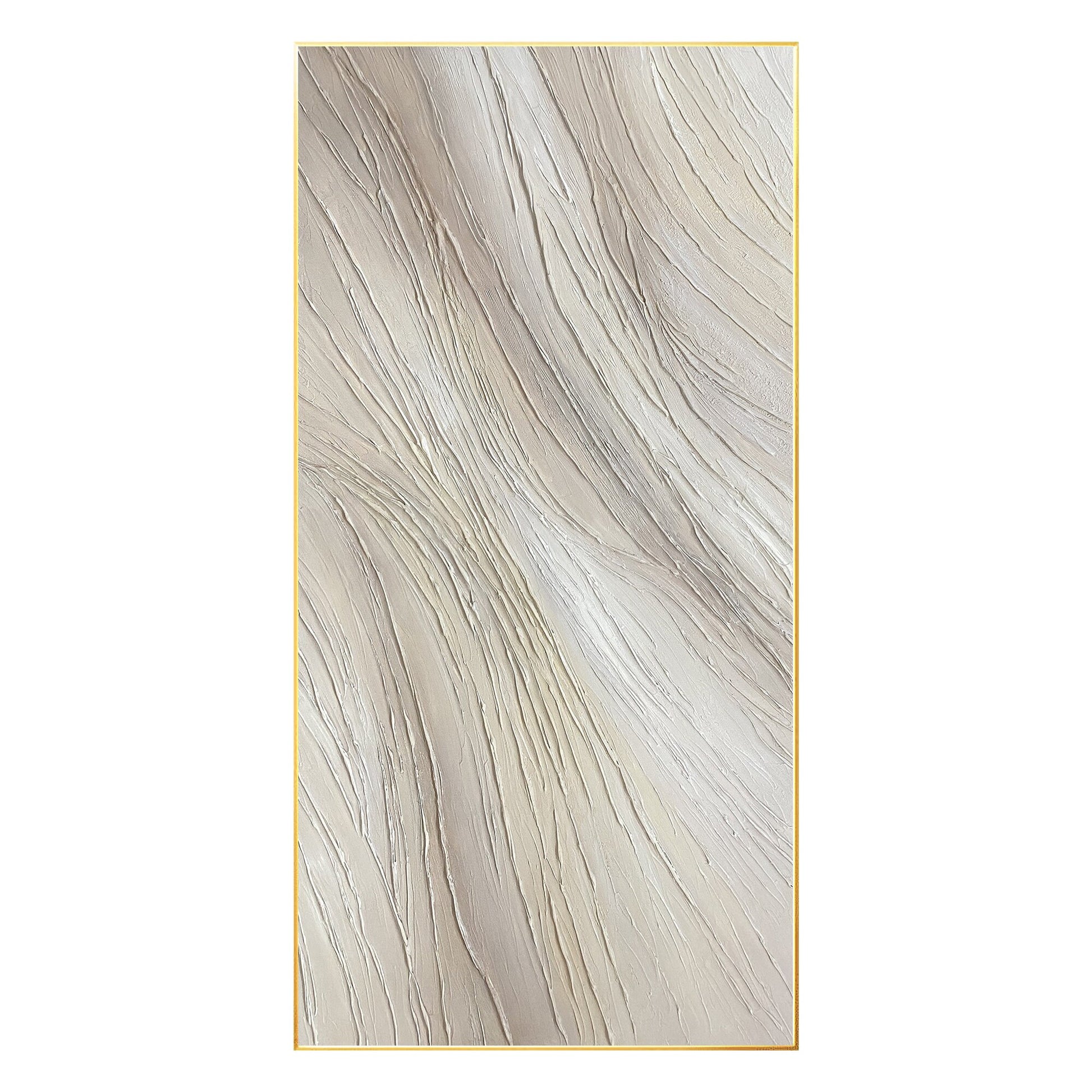 Beige Textured Painting On Canvas: Extra Large Minimalist Wabi Sabi Wall Art #8