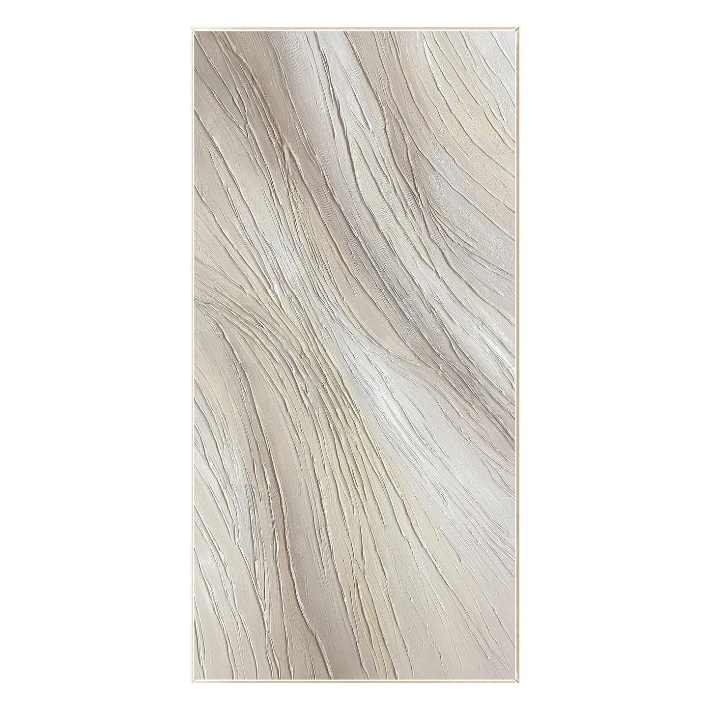 Beige Textured Painting On Canvas: Extra Large Minimalist Wabi Sabi Wall Art #9