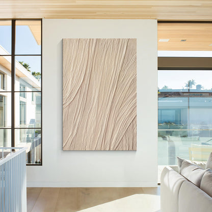 Beige Wabi Sabi Texture Painting: Minimalist Framed Canvas Wall Art #3