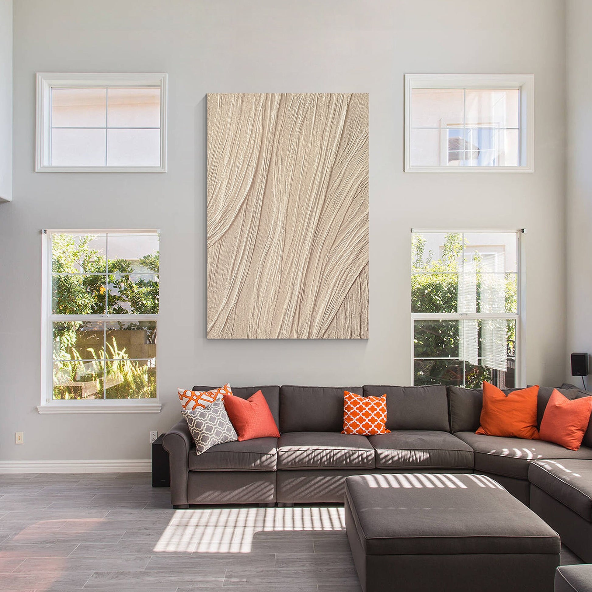 Beige Wabi Sabi Texture Painting: Minimalist Framed Canvas Wall Art #5
