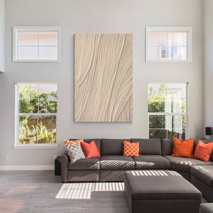 Beige Wabi Sabi Texture Painting: Minimalist Framed Canvas Wall Art #5