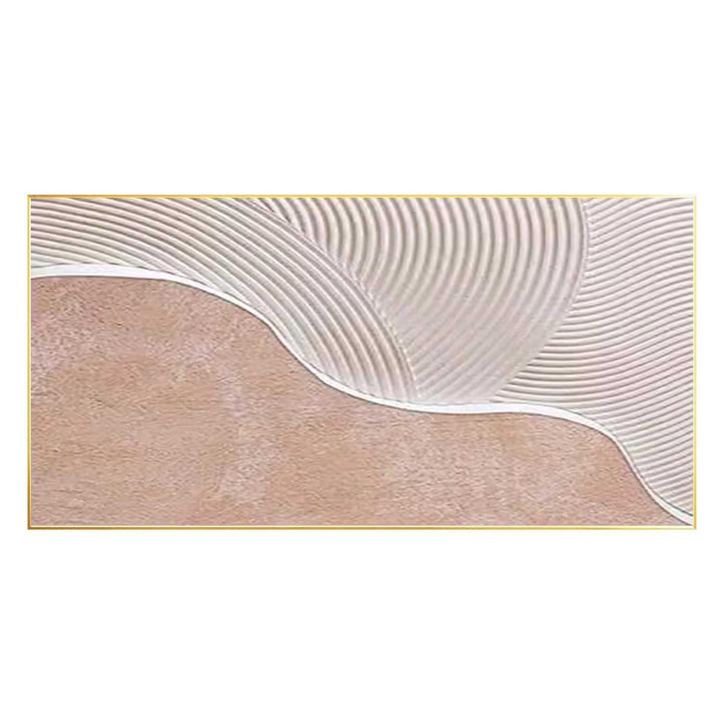 Beige White Heavy Texture Abstract Painting On Canvas, Long Extra Large Horizont #6