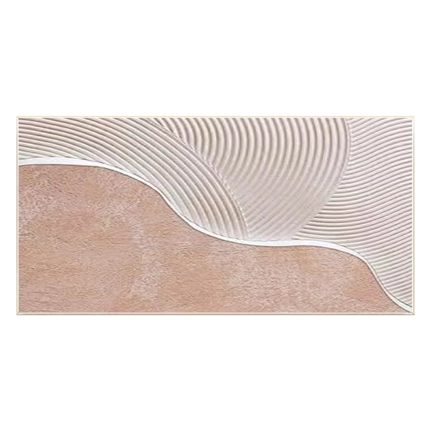 Beige White Heavy Texture Abstract Painting On Canvas, Long Extra Large Horizont #7