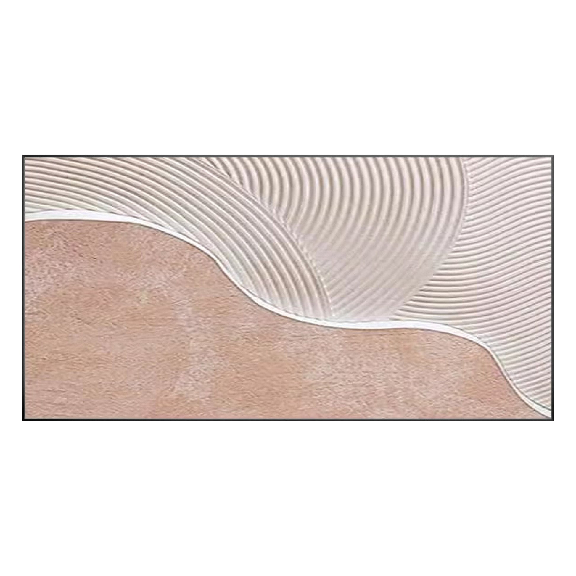 Beige White Heavy Texture Abstract Painting On Canvas, Long Extra Large Horizont #8