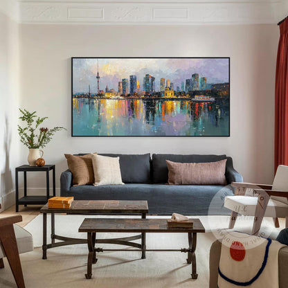 Berlin Cityscape Oil Painting, Original Canvas Art, Large Skyline Wall Picture,  #2
