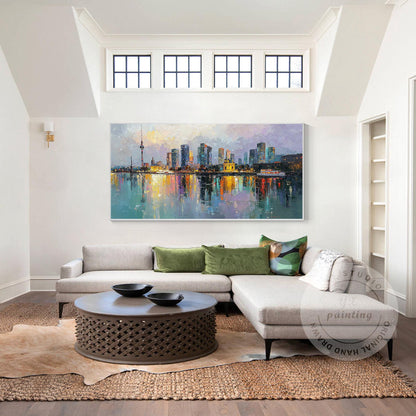 Berlin Cityscape Oil Painting, Original Canvas Art, Large Skyline Wall Picture,  #5