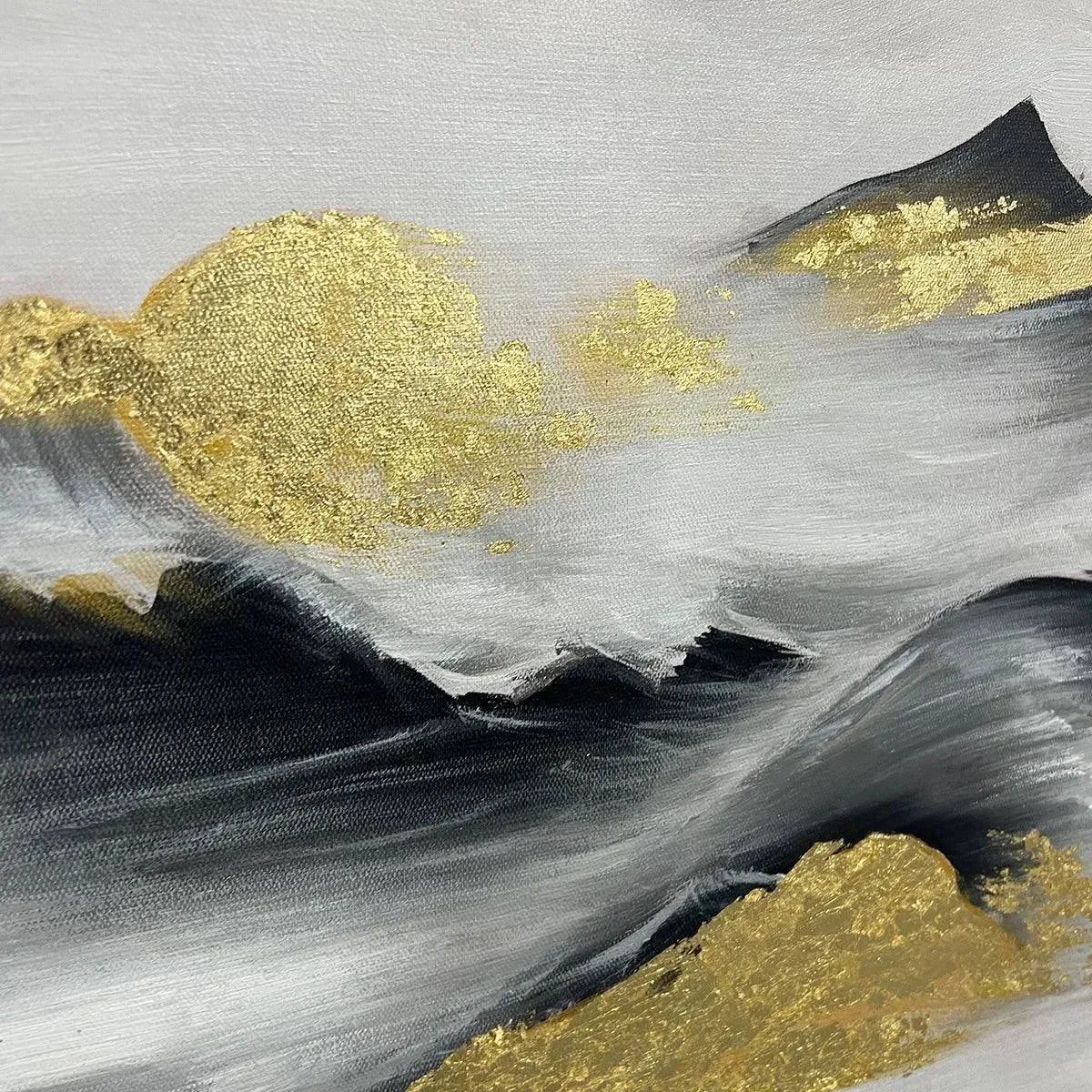 Black and Gold Mountain Oil Painting - Abstract Art | rolled canvas, ready for custom framing