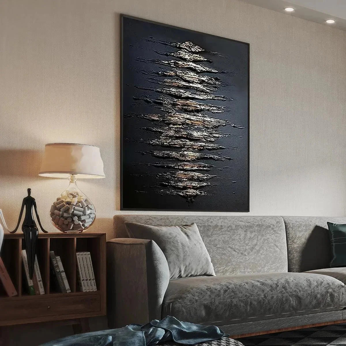 BLACK AND GOLD TEXTURE: Textured Abstract Painting | rolled canvas, ready for custom framing