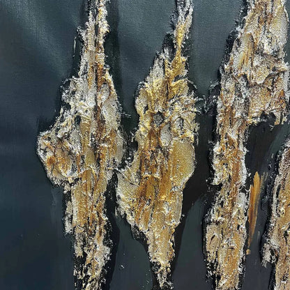 BLACK AND GOLD TEXTURE: Textured Abstract Painting | black frame version on white wall