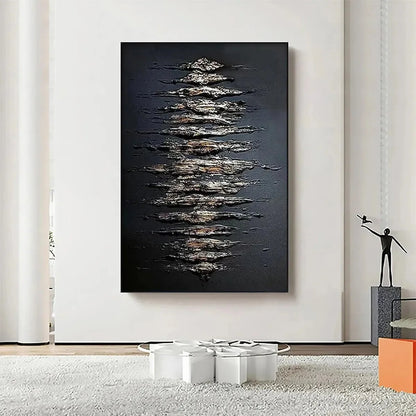 BLACK AND GOLD TEXTURE: Textured Abstract Painting | yellow palette, original Hand-painted on premium stretched canvas using artist-grade oils; rich layered surface combines smooth gradients with t...