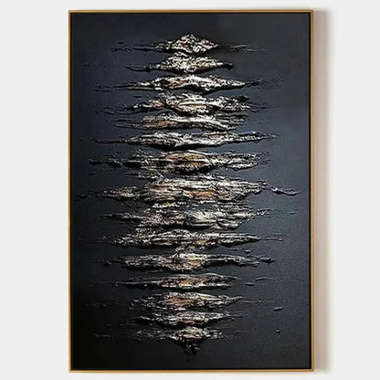 BLACK AND GOLD TEXTURE: Textured Abstract Painting | hanging in BLACK AND GOLD TEXTURE: Textured Abstract Painting featuring layered textured brushwork in refined tones; abstract composition with r...