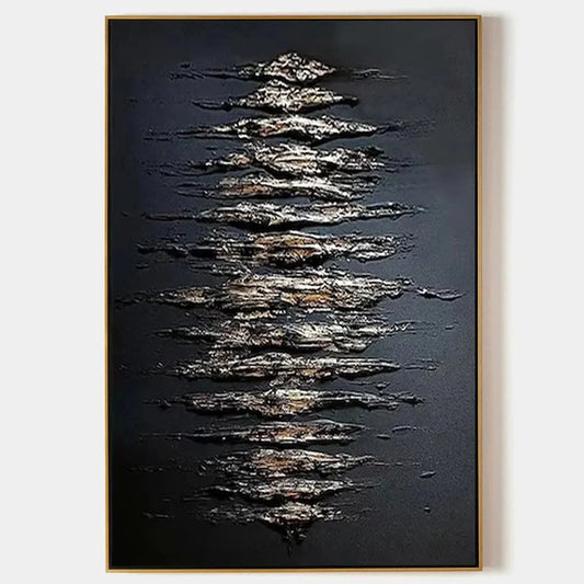 BLACK AND GOLD TEXTURE: Textured Abstract Painting | hanging in BLACK AND GOLD TEXTURE: Textured Abstract Painting featuring layered textured brushwork in refined tones; abstract composition with r...