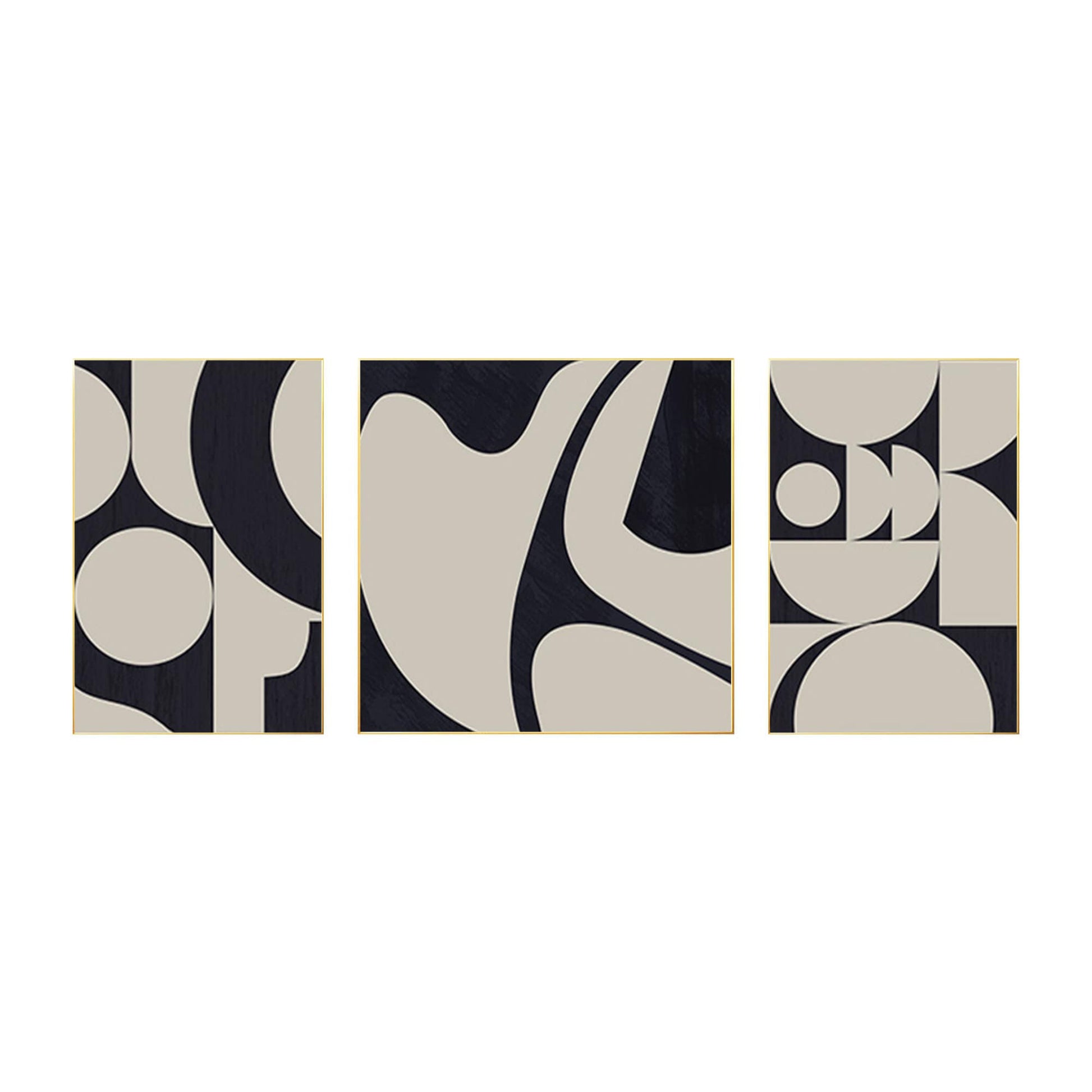 Black and White Abstract Geometric Canvas Art Set - Textured Wall Decor #7