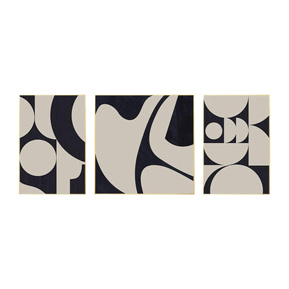 Black and White Abstract Geometric Canvas Art Set - Textured Wall Decor #7