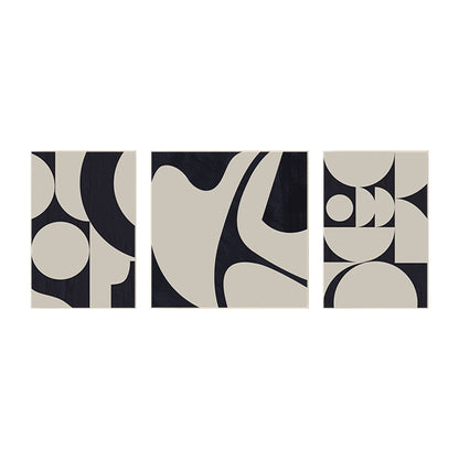 Black and White Abstract Geometric Canvas Art Set - Textured Wall Decor #8