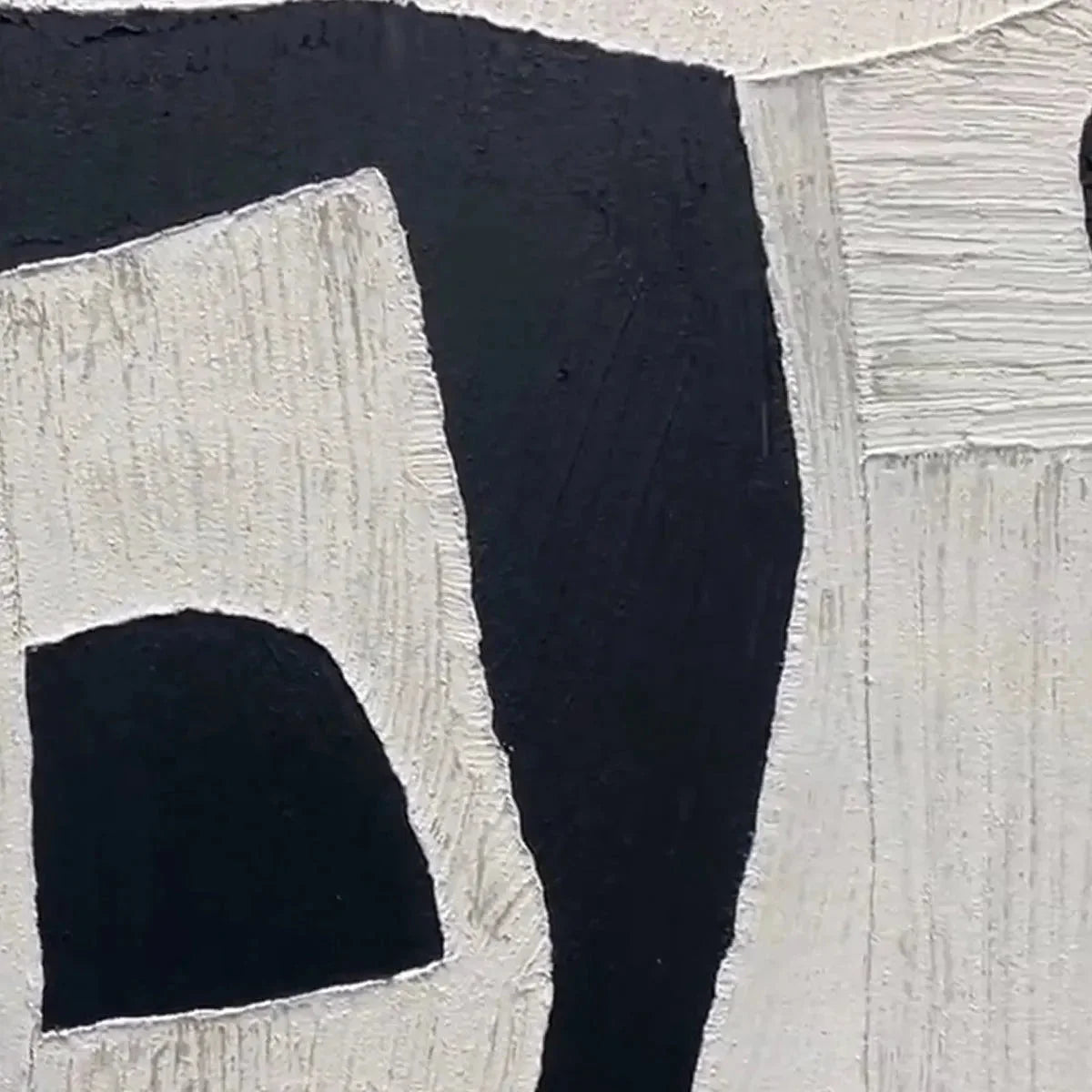 BLACK AND WHITE ABSTRACT: Minimalist Abstract Painting | rectangular format, hand-painted canvas edge